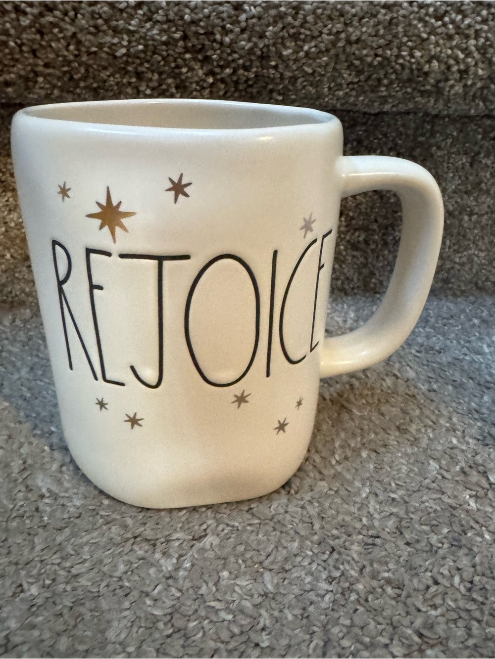 Rae Dunn Cream Ceramic Mug with Black Lettering